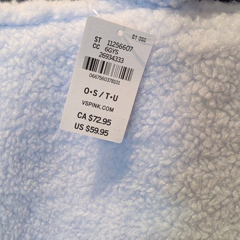 Victoria’s Secret PINK Large Sherpa Tote Bag Light Baby Blue NWT - Picture 5 of 8